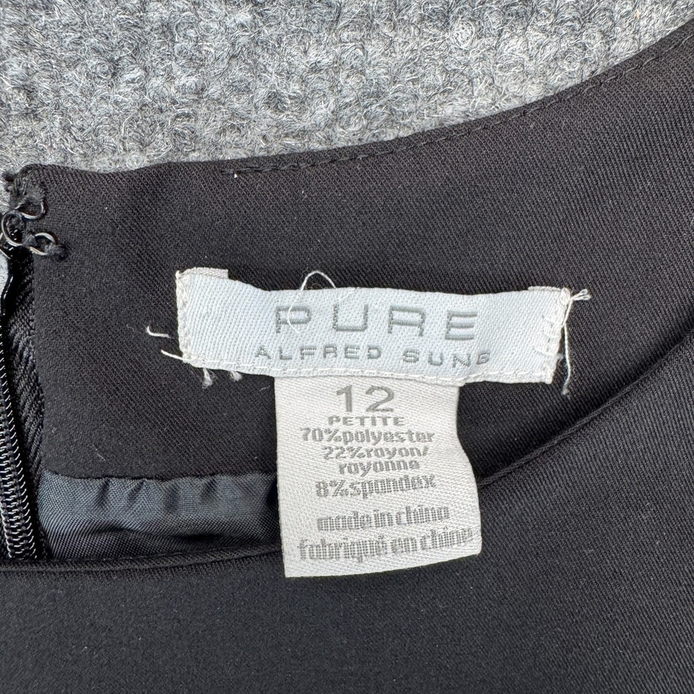Pure Alfred Sung Black Sleeveless Sheath Dress Pleated Empire Waist Womens 12P - Picture 6 of 10